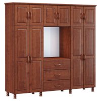 Guarda Roupa Casal Capelinha 10 Portas 3 Gavetas com Espelho Linha Bronze - Imbuia
