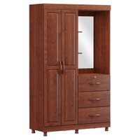 Guarda Roupa Solteiro Capelinha 2 Portas 3 Gavetas Linha Bronze - Imbuia