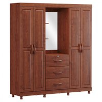 Guarda Roupa Casal Capelinha 4 Portas 3 Gavetas Linha Bronze - Imbuia