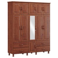 Guarda Roupa Casal 11 Portas 4 Gavetas em Madeira com Espelho Linha Bronze - Imbuia