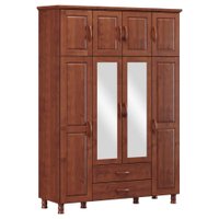 Guarda Roupa Casal 8 Portas 2 Gavetas em Madeira com Espelho Linha Bronze - Imbuia