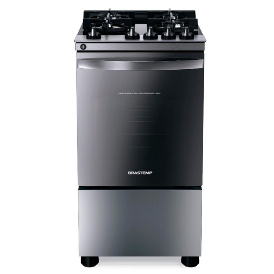 Fogão Brastemp 4 Bocas Inox com Mesa de Vidro, Dupla Chama e Grill Elétrico - BFO4VBR