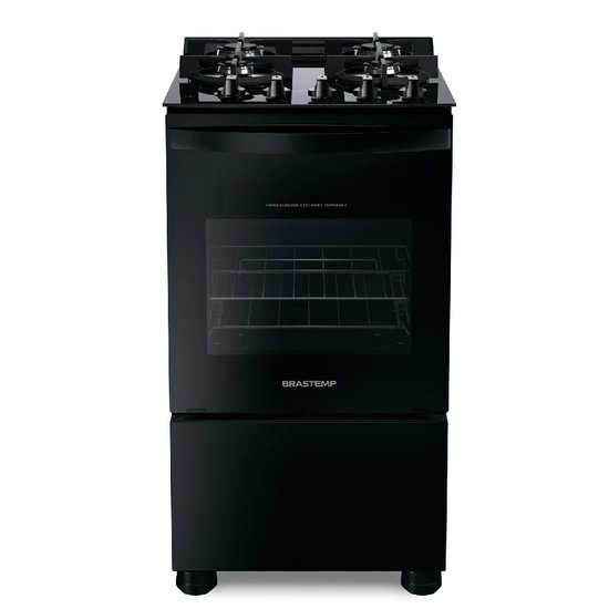 Fogão Brastemp 4 Bocas Preto com Mesa de Vidro e Grades Duplas de Ferro Fundido  - BFO4VAE
