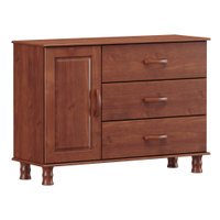 Cômoda Gaveteiro Organizador Multiuso 3 Gavetas 1 Porta 1 Prateleira Quarto Cozinha Madeira Marrom