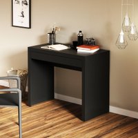 Mesa Escrivaninha Para Computador Home Office 90 cm Com 1 Gaveta Escritório Preto