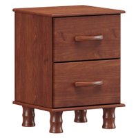 Mesa De Cabeceira Madeira Maciça Pequena Organizadora Multiuso 2 Gavetas Quarto Pés Torneados Marrom