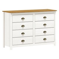Cômoda Gaveteiro Organizador Grande Multiuso 8 Gavetas Quarto Madeira Pinus Marrom Carvalho Branco
