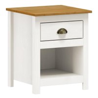 Mesa De Cabeceira Pequena Organizadora 1 Gaveta 1 Nicho Quarto Madeira Maciça Marrom Carvalho Branco
