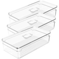 Kit 3 Organizadores Geladeira 2,8L Cozinha Multiuso Com Respiradouro Frutas Legumes Clear Fresh OU.