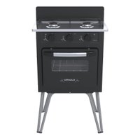 Fogao 2 Bocas Venax Gemini Vetro Gas GLP Preto Fosco