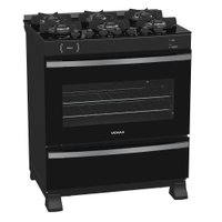 Fogão 6 Bocas Venax Maxi Vitreo Preto Fosco Gás GLP