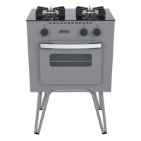 Fogao 2 Bocas Venax Mini Cook Grafite Gas GLP