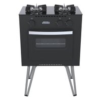 Fogao 2 Bocas Venax Mini Cook Preto Fosco Gas GLP