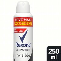 Desodorante Antitranspirante Aerosol Feminino Rexona Invisible 72 horas 250ml