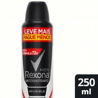 Desodorante Antitranspirante Aerosol Masculino Rexona Invisible 72 horas 250ml