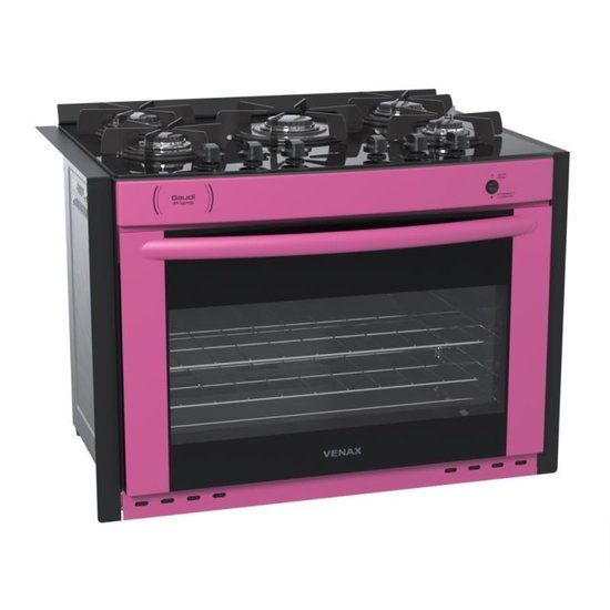Fogão A Gás De Embutir 5 Bocas Venax Gaudi Prisma Vitreo Bl Pink Gás GLP