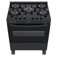 Fogão 5 Bocas Venax Picasso Vitreo Preto Fosco Gás GLP