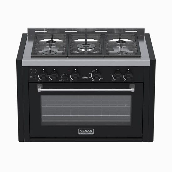 Fogao de Embutir 5 Bocas Venax Temis Preto Fosco Gas GLP
