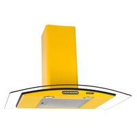 Coifa de Parede 80cm Vidro Curvo Slim Fogatti - Amarelo - 220V
