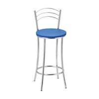 Kit 2 Banquetas Cromadas BC26B de Metal e Assento Espuma D15 Treparoni - Azul