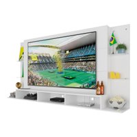 Painel TV 65" com Prateleiras de Vidro Brasil Plus Multimóveis BR3113 Branco