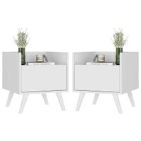 Kit com 2 Mesas de Cabeceira 40 cm com Pés Retrô Multimóveis MP4044 Branca