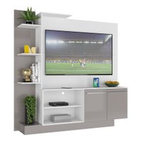 Estante com Painel TV 55" e 2 portas França Multimóveis BR2473 Branco/ Lacca Fumê