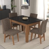 Conjunto Mesa de Jantar 120 cm com 4 cadeiras Rio Multimóveis EX1005 Madeirado/Preto/Castor