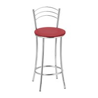 Kit 2 Banquetas Cromadas de Metal e Assento Espuma D15 Treparoni- Vermelho