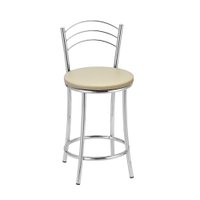 Kit 2(Duas) Banquetas Cromadas BC26C de Metal e Assento Espuma D15 Treparoni - bege