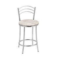 Kit 2 Banquetas Cromadas BC26C de Metal e Assento Espuma D15 Treparoni- Bege