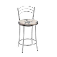 Kit 2(duas) Banquetas Cromadas BC26C de Metal e Assento Espuma D15 Treparoni - Bege