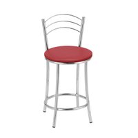 Kit 2 Banquetas Cromadas BC26C de Metal e Assento Espuma D15 Treparoni - Vermelho
