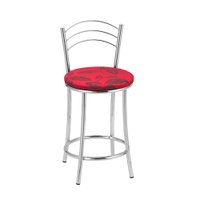 Kit 2 (duas) Banquetas Cromadas BC26C de Metal e Assento Espuma D15 Treparoni- Vermelho