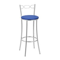 Kit 2 Banquetas Cromadas BC51A de Metal e Assento Espuma D15 Treparoni- Azul