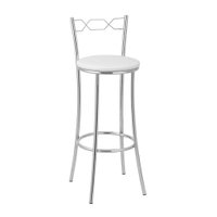 Kit 2(Duas) Banquetas Cromadas BC51A de Metal e Assento Espuma D15 Treparoni -Branco