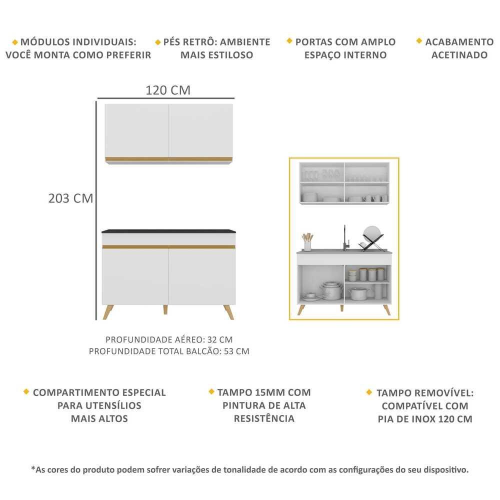 Cozinha Compacta 2 peças com Armário e Balcão MP3748 Veneza GW