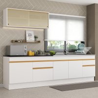 Cozinha Compacta com Rodapé Veneza Multimóveis MP2112 com Armário e Balcão Branca
