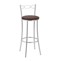 Kit 2 Banquetas Cromadas BC51A de Metal e Assento Espuma D15 Treparoni- Marrom