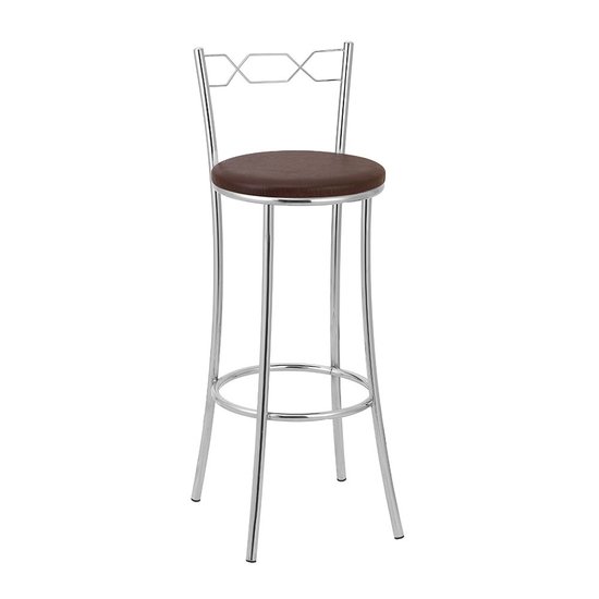 Kit 2 Banquetas Cromadas BC51A de Metal e Assento Espuma D15 Treparoni- Marrom