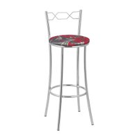 Kit 2 (Duas)Banquetas Cromadas BC51A de Metal e Assento Espuma D15 Treparoni -Vermelho