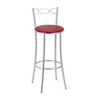 Kit 2(Duas)Banquetas Cromadas BC51A de Metal e Assento Espuma D15 Treparoni- Vermelho
