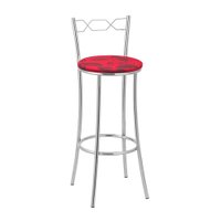 Kit 2(Duas) Banquetas Cromadas BC51A de Metal e Assento Espuma D15 Treparoni -Vermelho