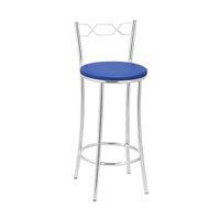 Kit 2 (Duas)Banquetas Cromadas BC51B de Metal e Assento Espuma D15 Treparoni - Azul