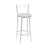 Kit 2 (Duas)Banquetas Cromadas BC51B de Metal e Assento Espuma D15 Treparoni -Bege