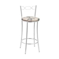 Kit 2(Duas)Banquetas Cromadas BC51B de Metal e Assento Espuma D15 Treparoni- Bege