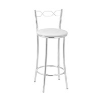 Kit 2 (Duas)Banquetas Cromadas BC51B de Metal e Assento Espuma D15 Treparoni -Branco