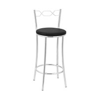 Kit 2(Duas) Banquetas Cromadas BC51B de Metal e Assento Espuma D15 Treparoni -Preto