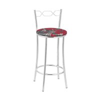 Kit 2(Duas) Banquetas Cromadas BC51B de Metal e Assento Espuma D15 Treparoni- Vermelho e Cinza