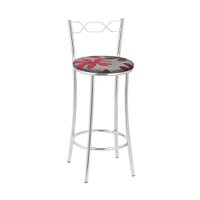 Kit 2 (Duas)Banquetas Cromadas BC51B de Metal e Assento Espuma D15 Treparoni- Vermelho e Cinza